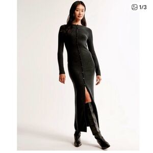 Abercrombie & Fitch Merino Wool Ribbed Long Sweater Dress